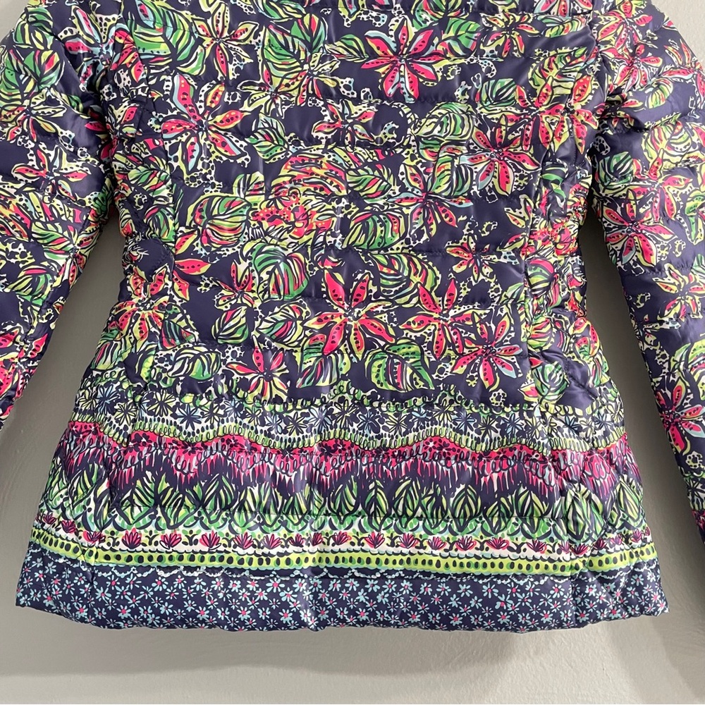 Lilly Pulitzer Lilah reversible quilted down zip jacket XXS collarless gorpcore - Picture 8 of 16